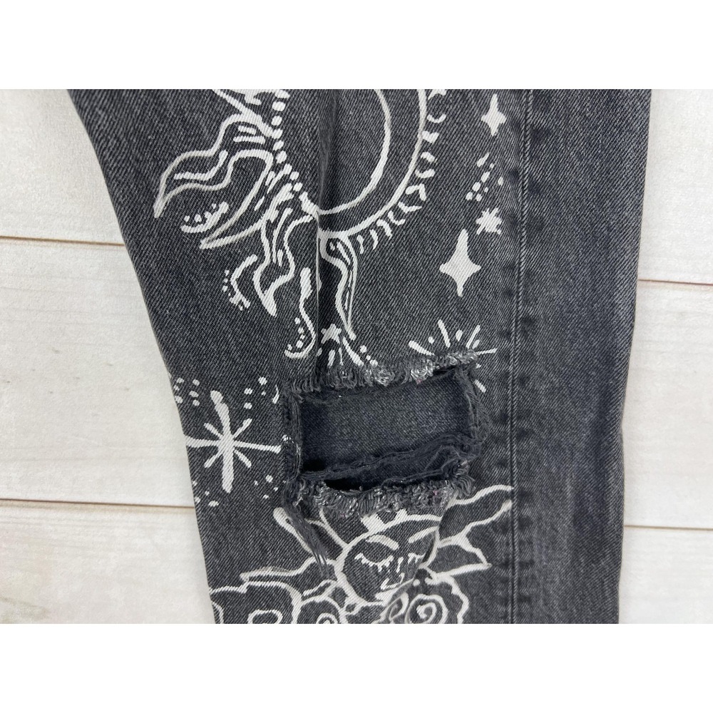 VTG Levis 501 Jeans Adult 33x30 XX Black Graphics Made USA Celestial Rips 90s - Picture 4 of 11